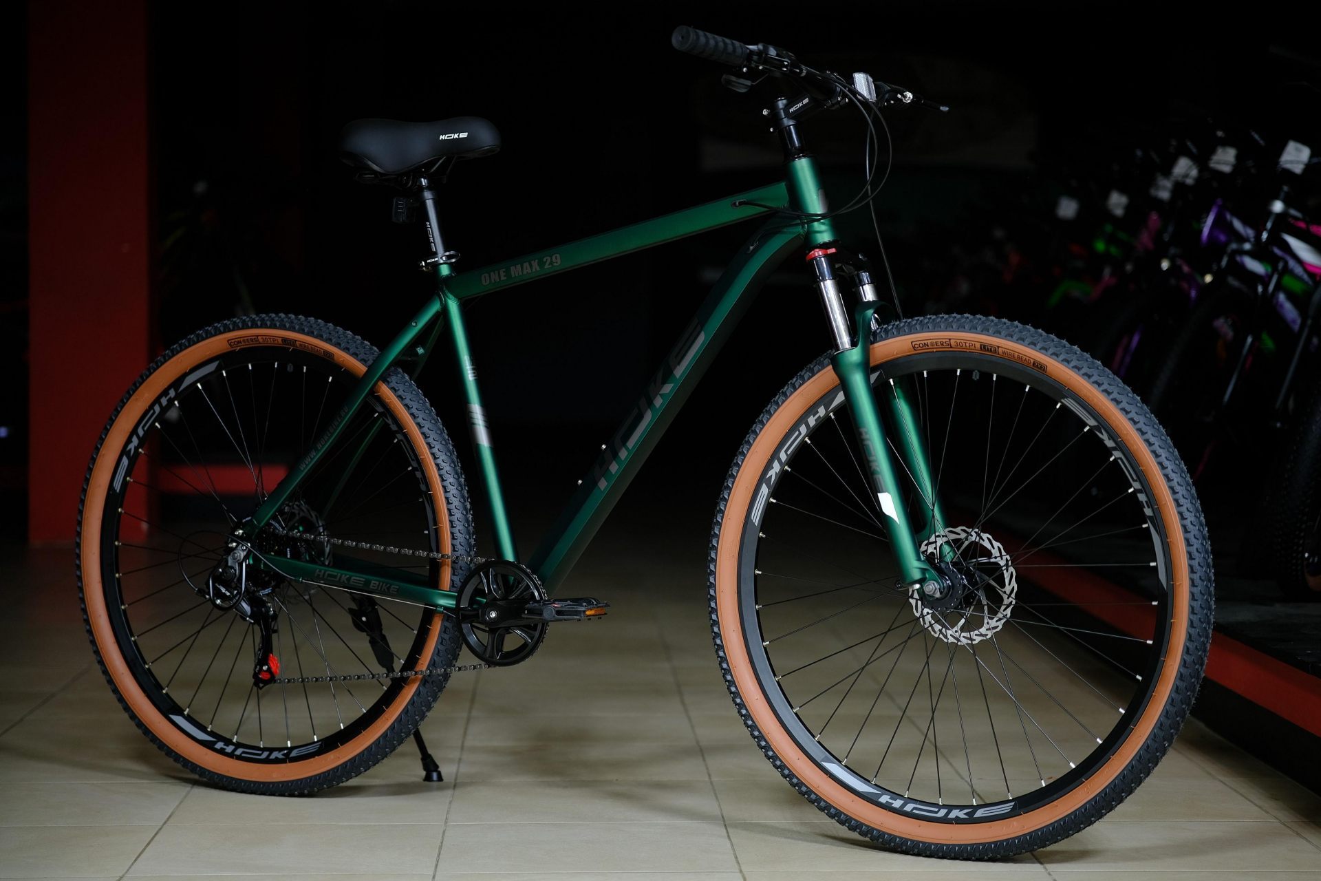 Велосипед HOKE ONE MAX 29 матовый зелёный-чёрный 21